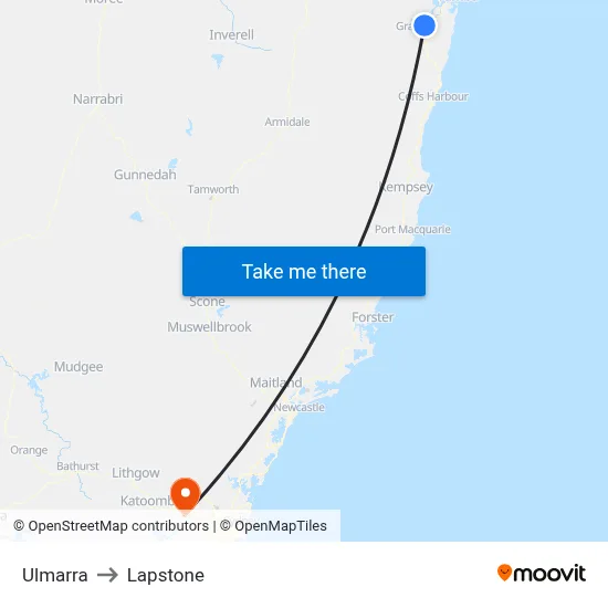 Ulmarra to Lapstone map