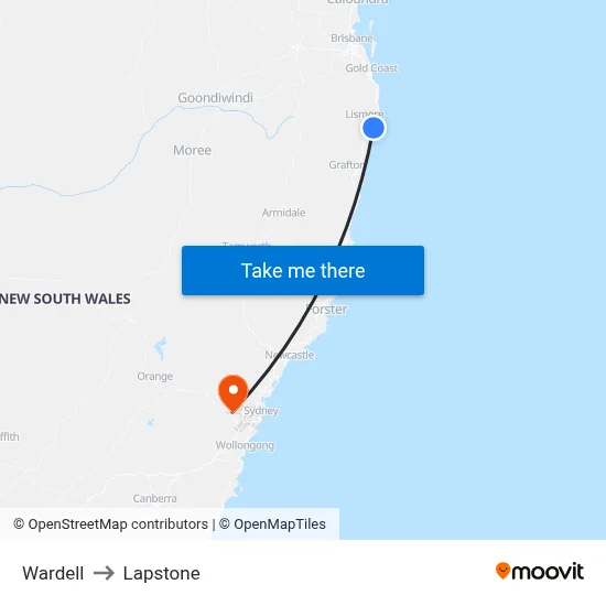 Wardell to Lapstone map