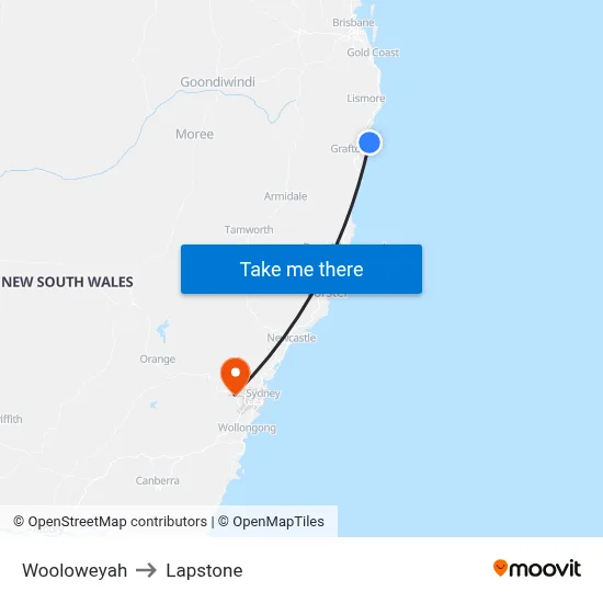 Wooloweyah to Lapstone map
