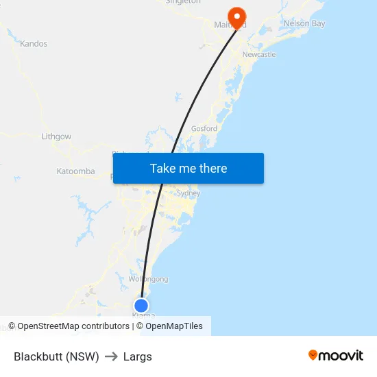 Blackbutt (NSW) to Largs map