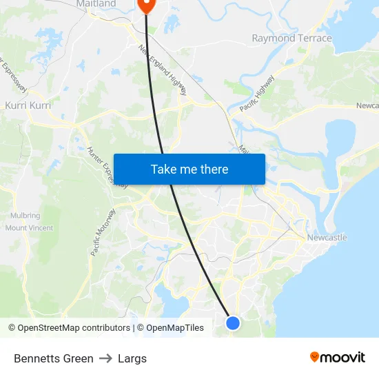 Bennetts Green to Largs map