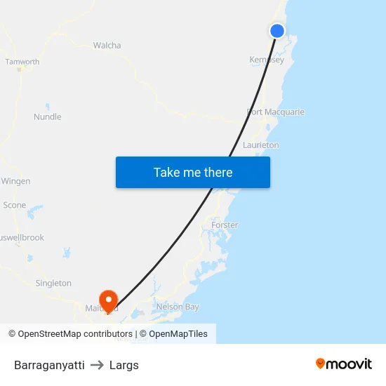 Barraganyatti to Largs map
