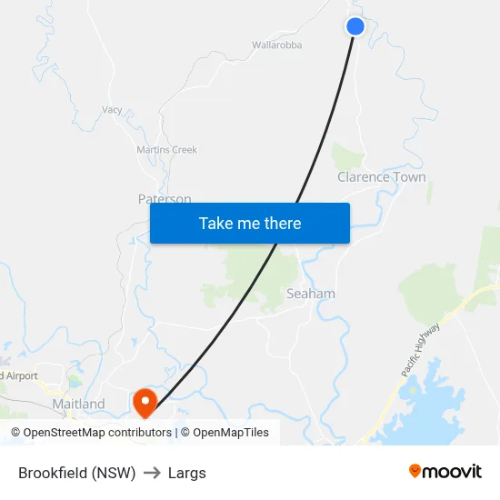 Brookfield (NSW) to Largs map
