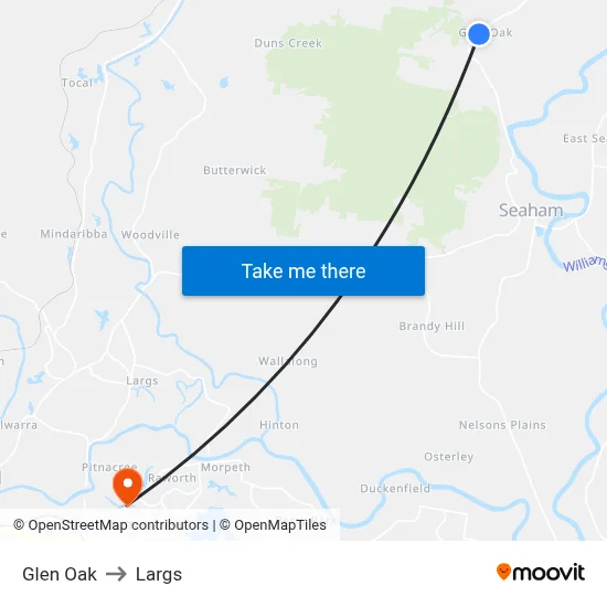 Glen Oak to Largs map