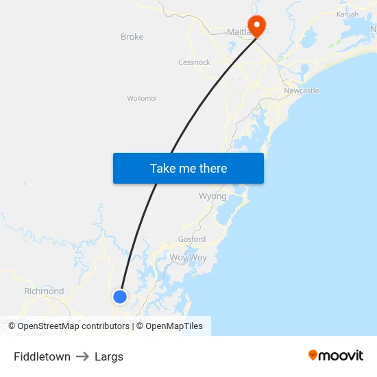 Fiddletown to Largs map
