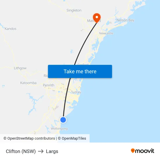 Clifton (NSW) to Largs map