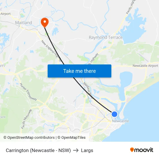Carrington (Newcastle - NSW) to Largs map