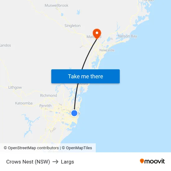 Crows Nest (NSW) to Largs map