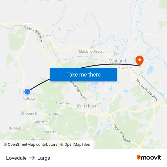 Lovedale to Largs map