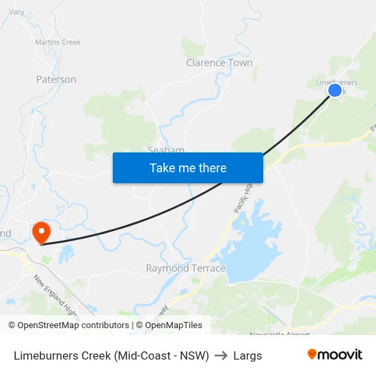 Limeburners Creek (Mid-Coast - NSW) to Largs map