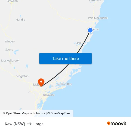 Kew (NSW) to Largs map