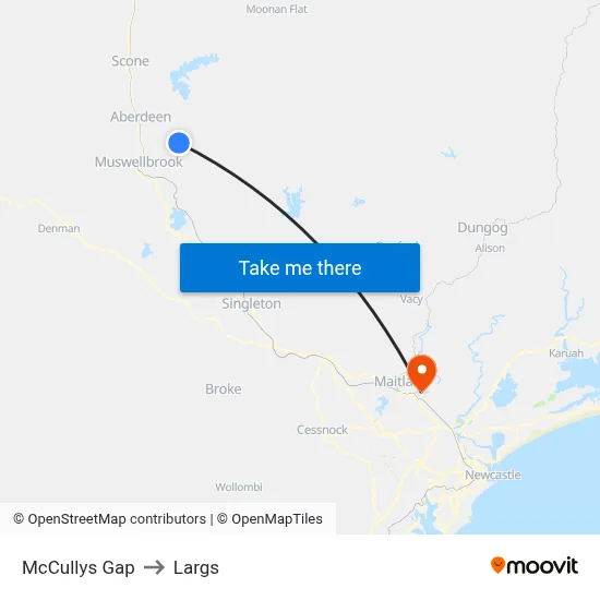 McCullys Gap to Largs map