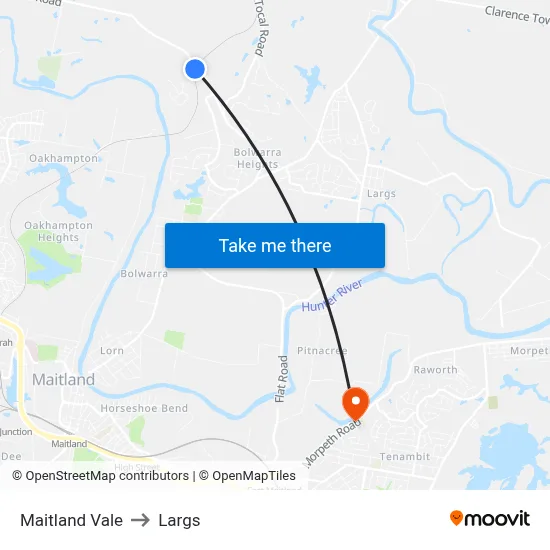 Maitland Vale to Largs map