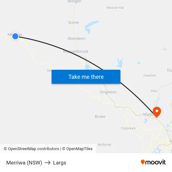 Merriwa (NSW) to Largs map