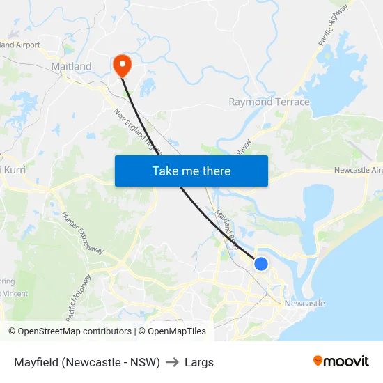 Mayfield (Newcastle - NSW) to Largs map