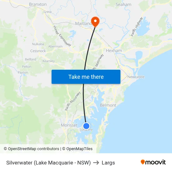 Silverwater (Lake Macquarie - NSW) to Largs map