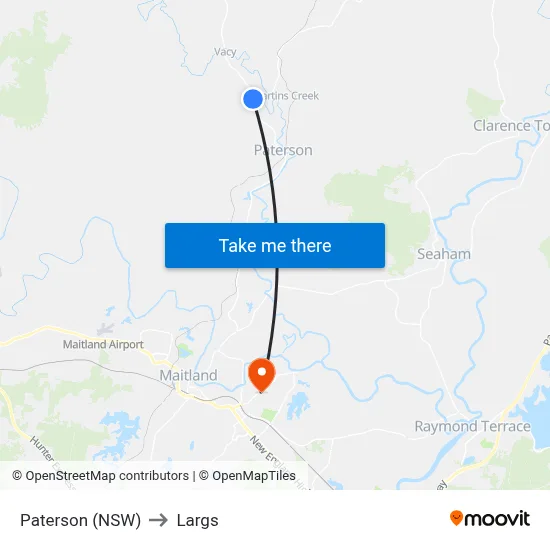 Paterson (NSW) to Largs map