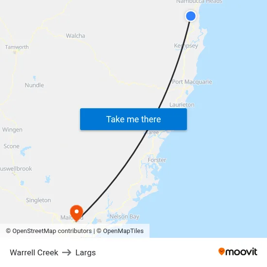 Warrell Creek to Largs map