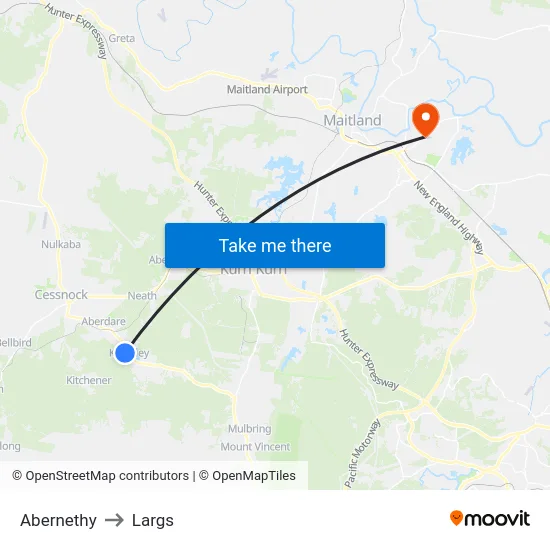 Abernethy to Largs map