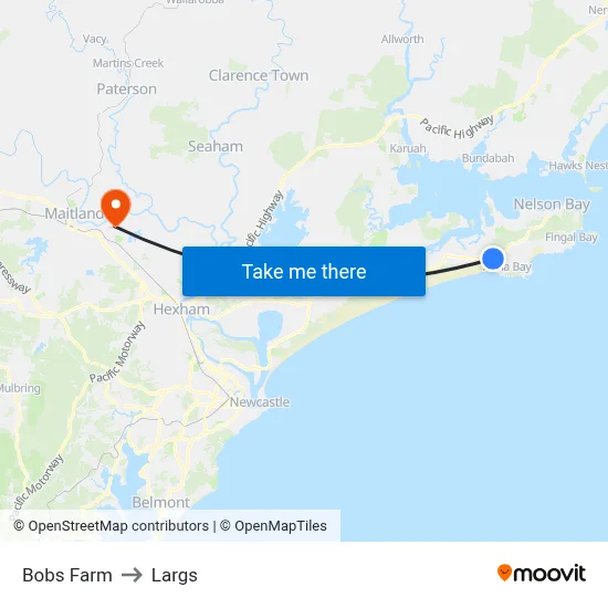 Bobs Farm to Largs map