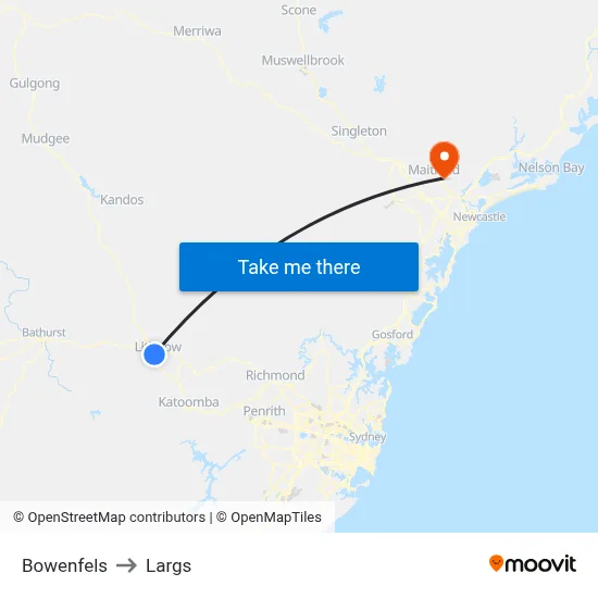 Bowenfels to Largs map