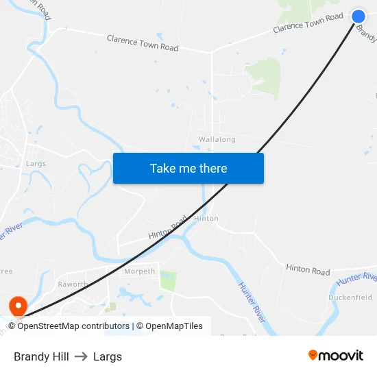Brandy Hill to Largs map