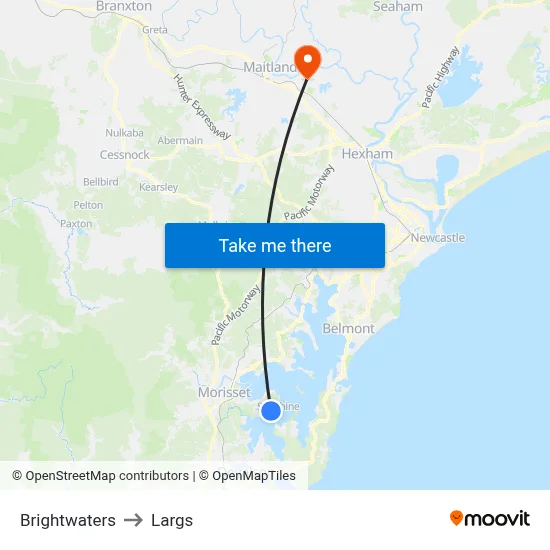 Brightwaters to Largs map