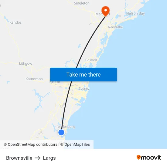 Brownsville to Largs map
