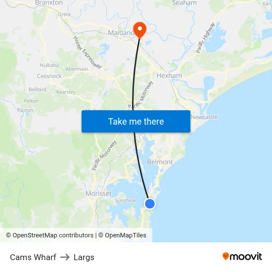 Cams Wharf to Largs map
