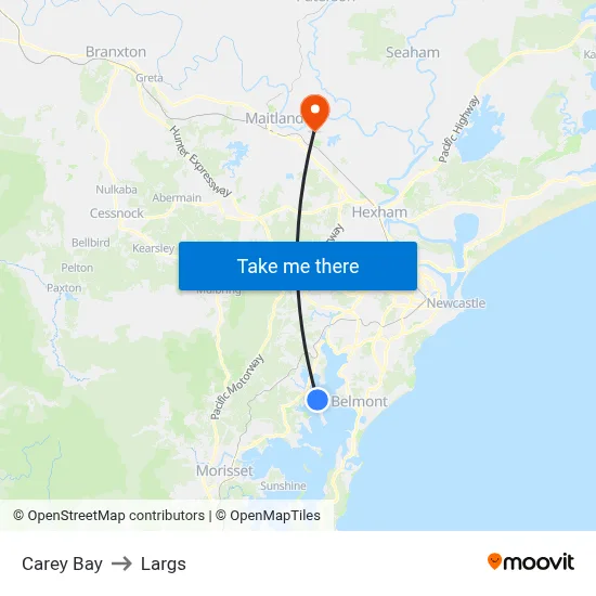 Carey Bay to Largs map