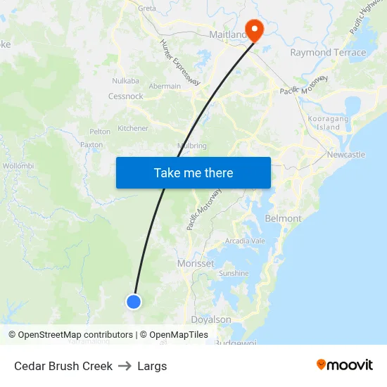 Cedar Brush Creek to Largs map