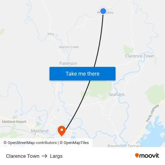 Clarence Town to Largs map