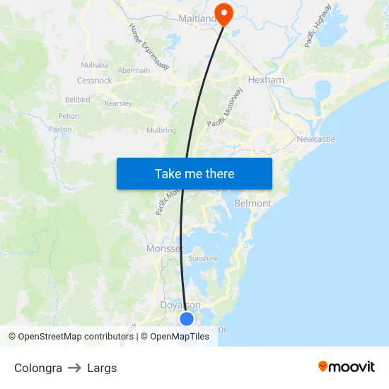 Colongra to Largs map
