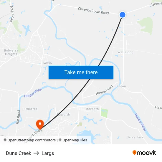 Duns Creek to Largs map