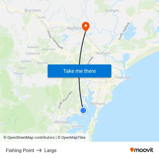 Fishing Point to Largs map