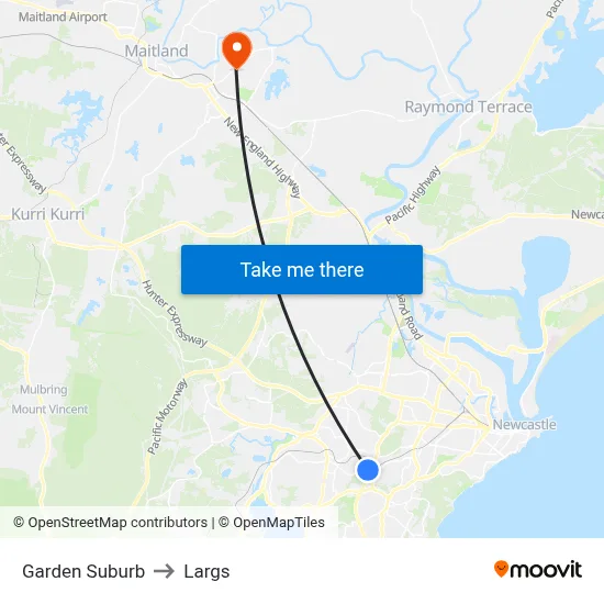 Garden Suburb to Largs map