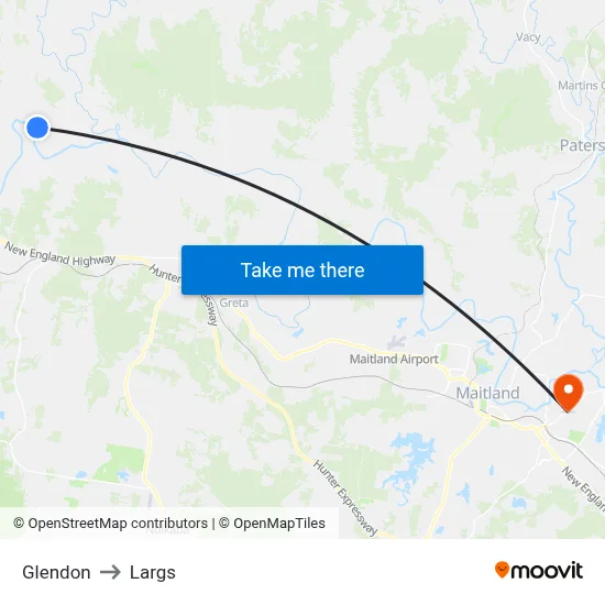 Glendon to Largs map