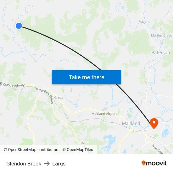 Glendon Brook to Largs map