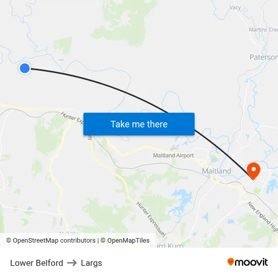 Lower Belford to Largs map