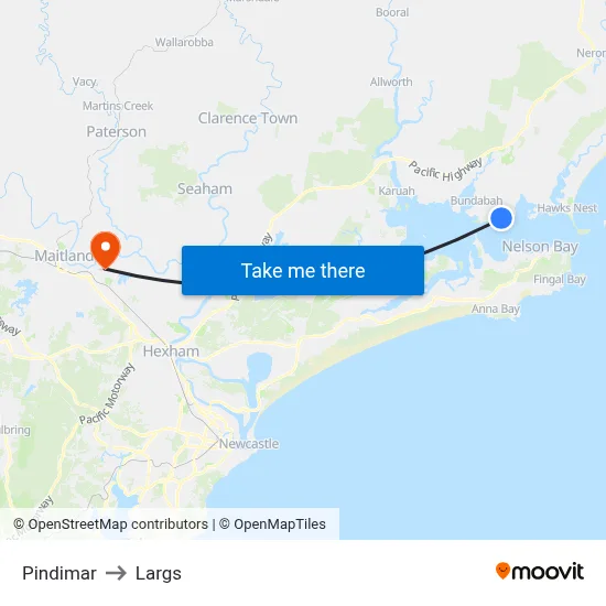 Pindimar to Largs map