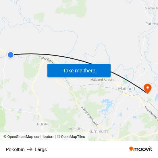 Pokolbin to Largs map