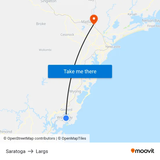 Saratoga to Largs map