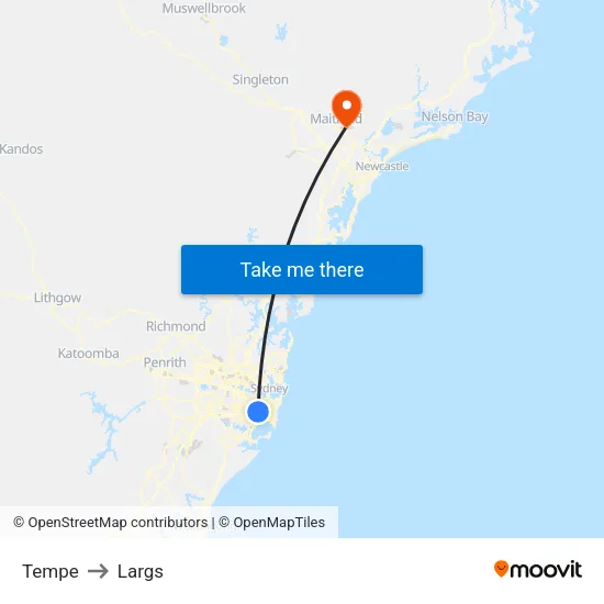 Tempe to Largs map