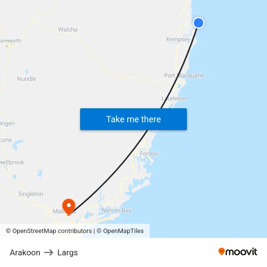 Arakoon to Largs map
