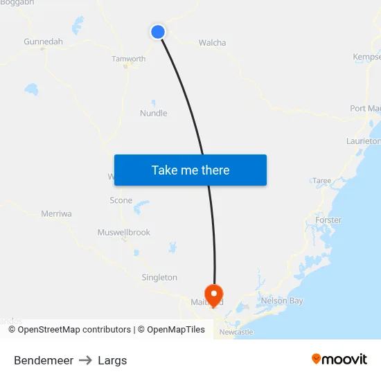 Bendemeer to Largs map