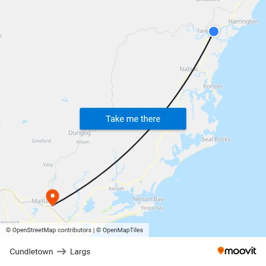 Cundletown to Largs map