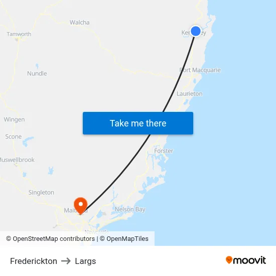 Frederickton to Largs map