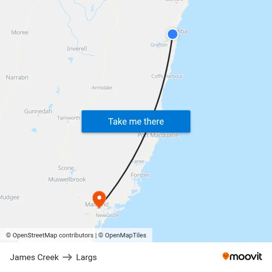 James Creek to Largs map