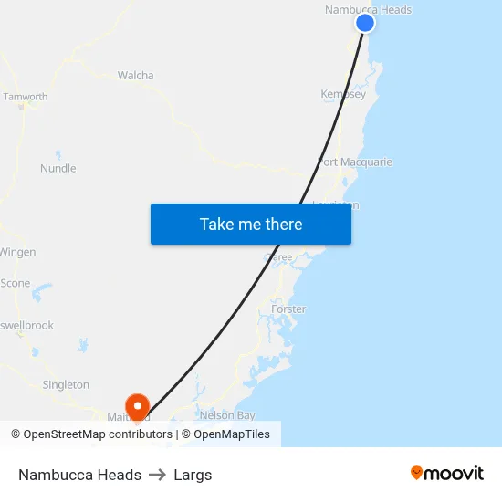 Nambucca Heads to Largs map