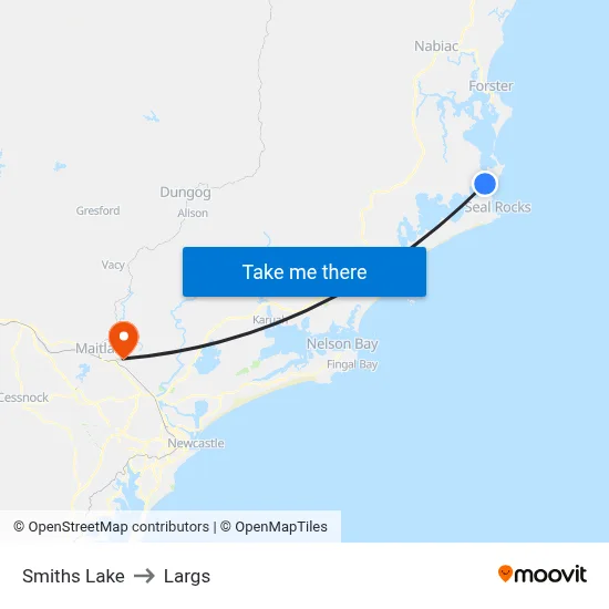 Smiths Lake to Largs map